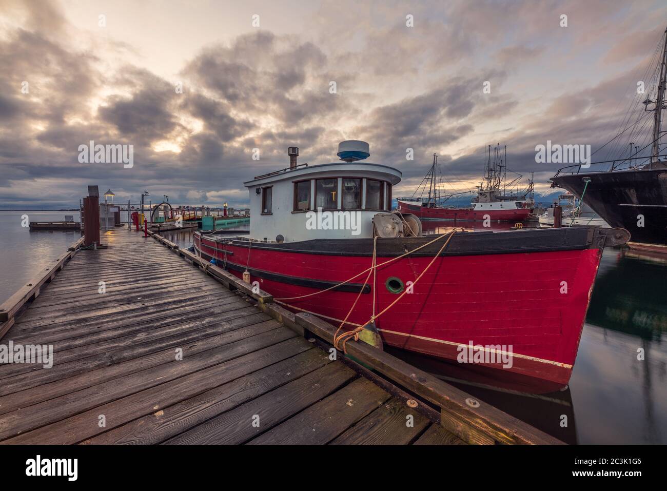 Boat docked at Comox harbor on Vancouver Island, British Columbia ...