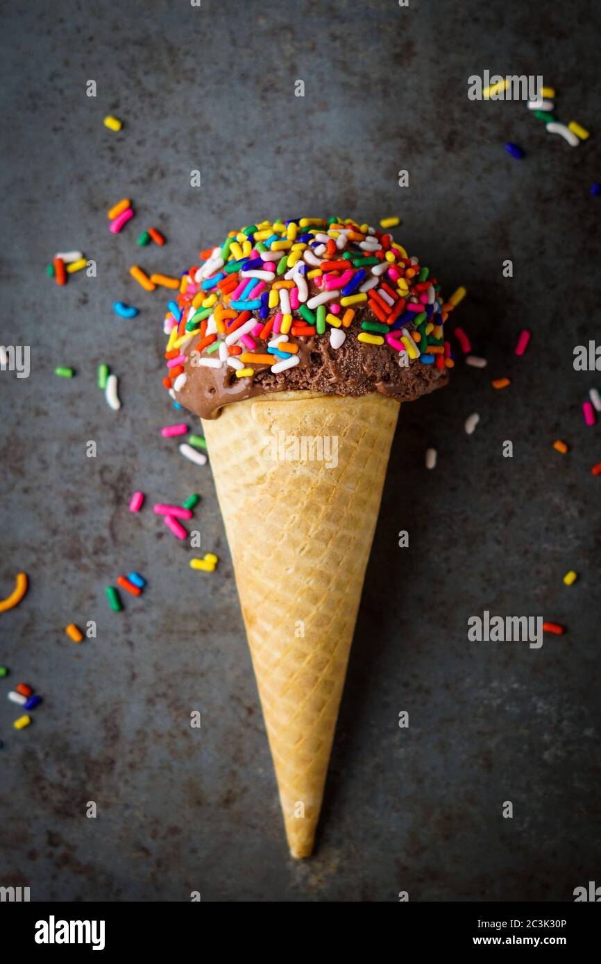 Homemade chocolate ice cream with sprinkles Stock Photo Alamy