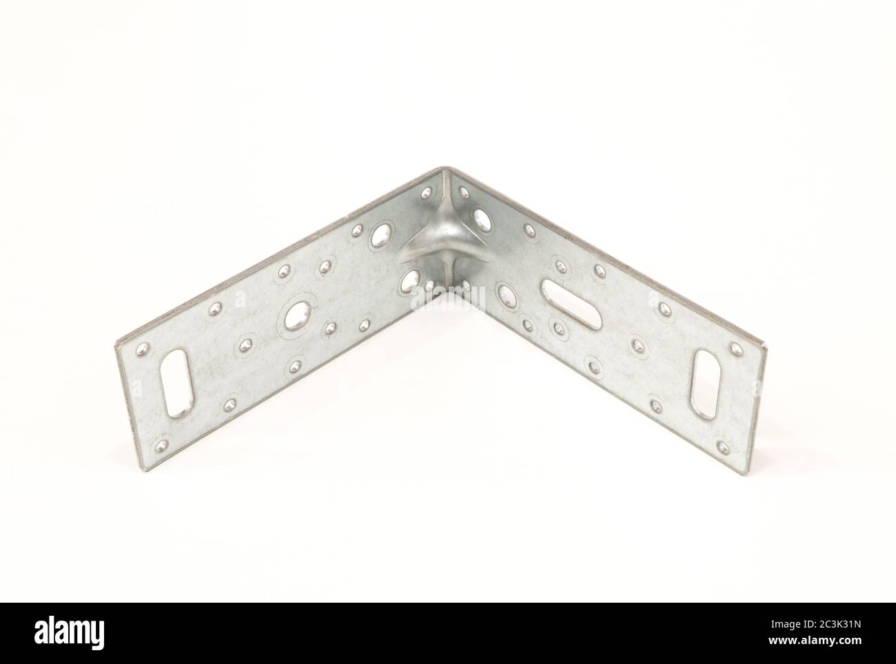 Closeup shot of angle brackets building material on an isolated white