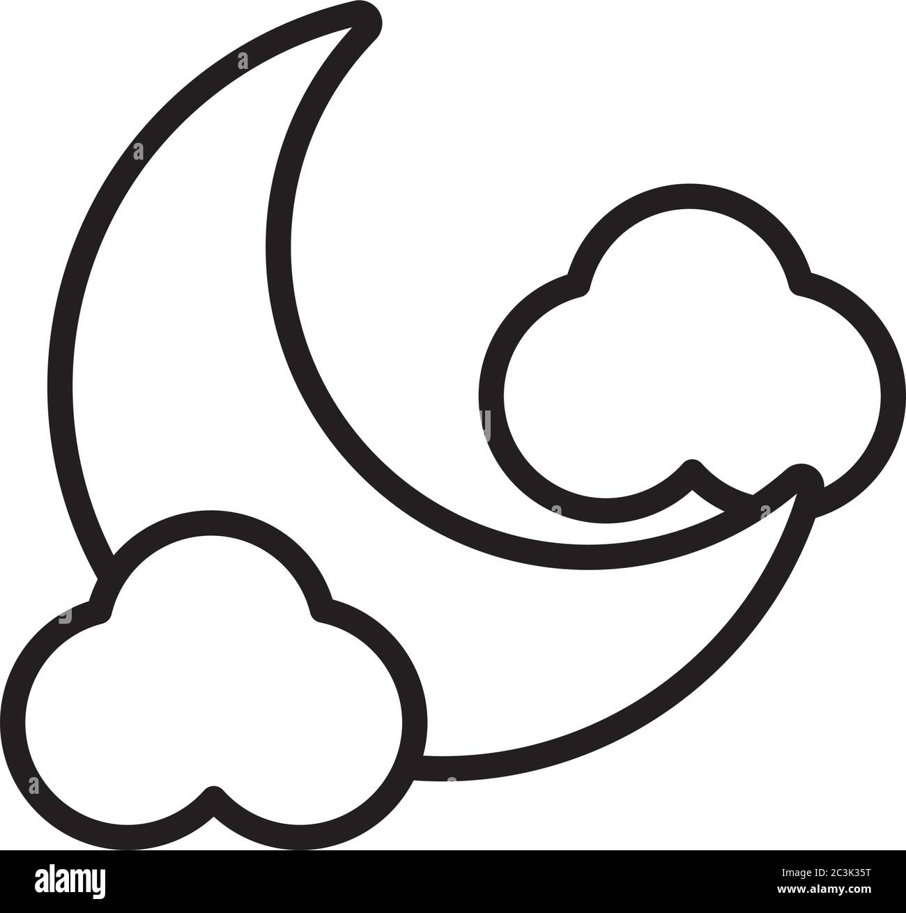 moon night with cloud line style icon vector illustration design Stock Vector