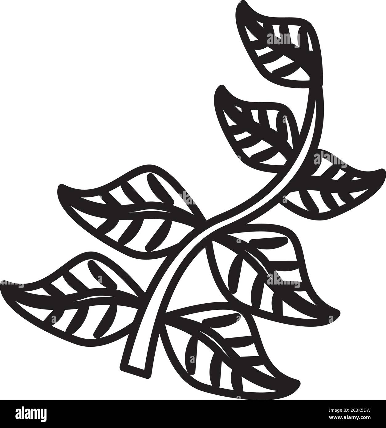 branch with leafs line style icon vector illustration design Stock ...