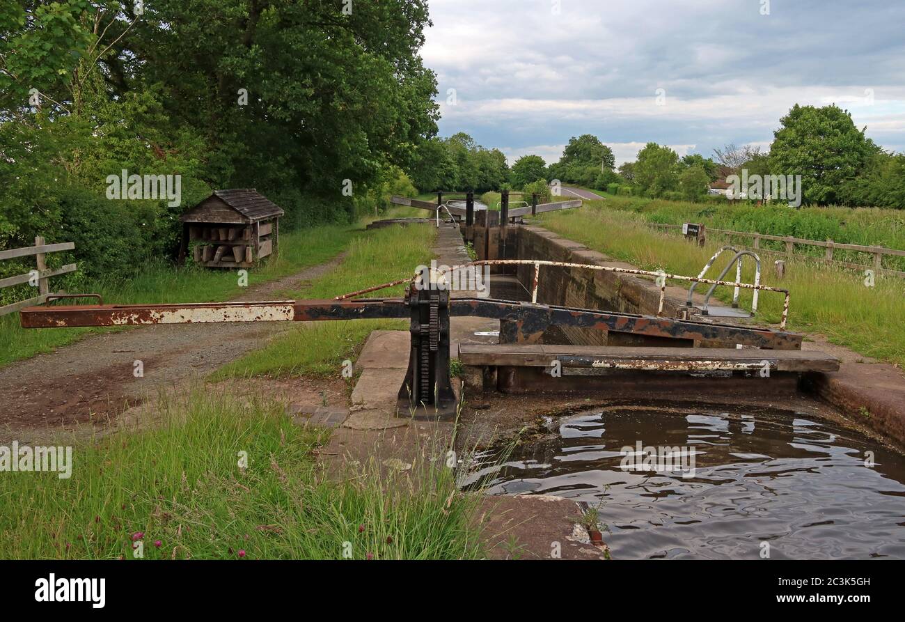 Quoisley Lock - Shropshire Union Canal, Marbury, Cheshire, England, UK - Traditional Canal Stock Photo
