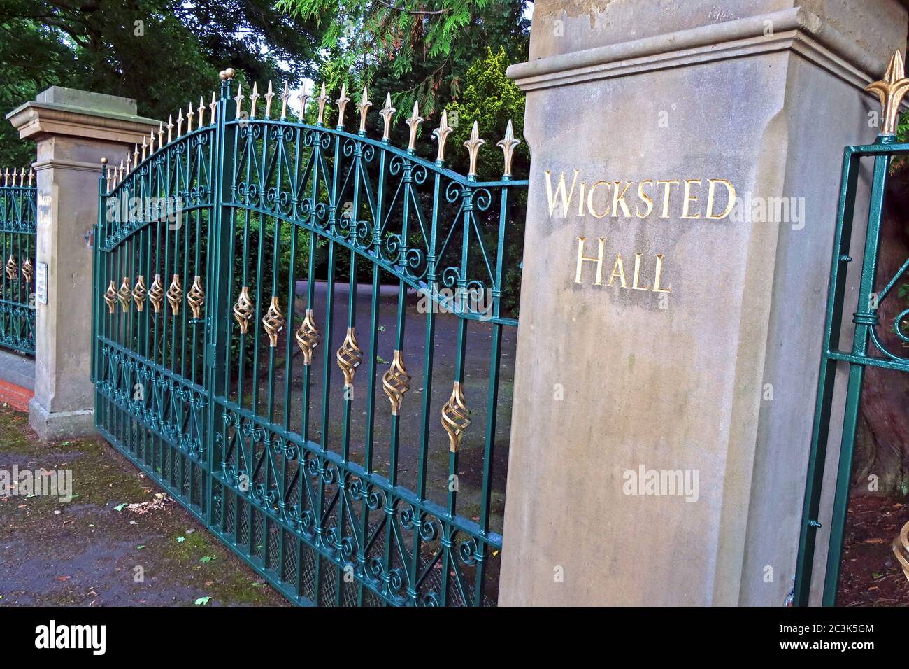 Wicksted Hall gates, Wicksted, Wirswell, Whitchurch, Cheshire,England, UK,  SY13 4LD Stock Photo