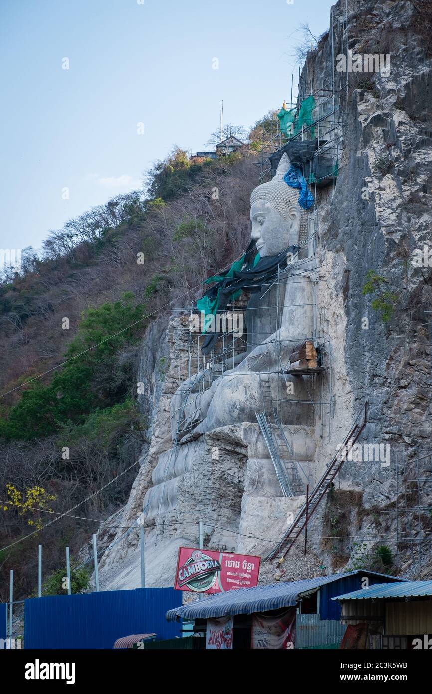 Carved Buddha Sculpture, Phnom Sampov Bat Caves, Battambang, Cambodia