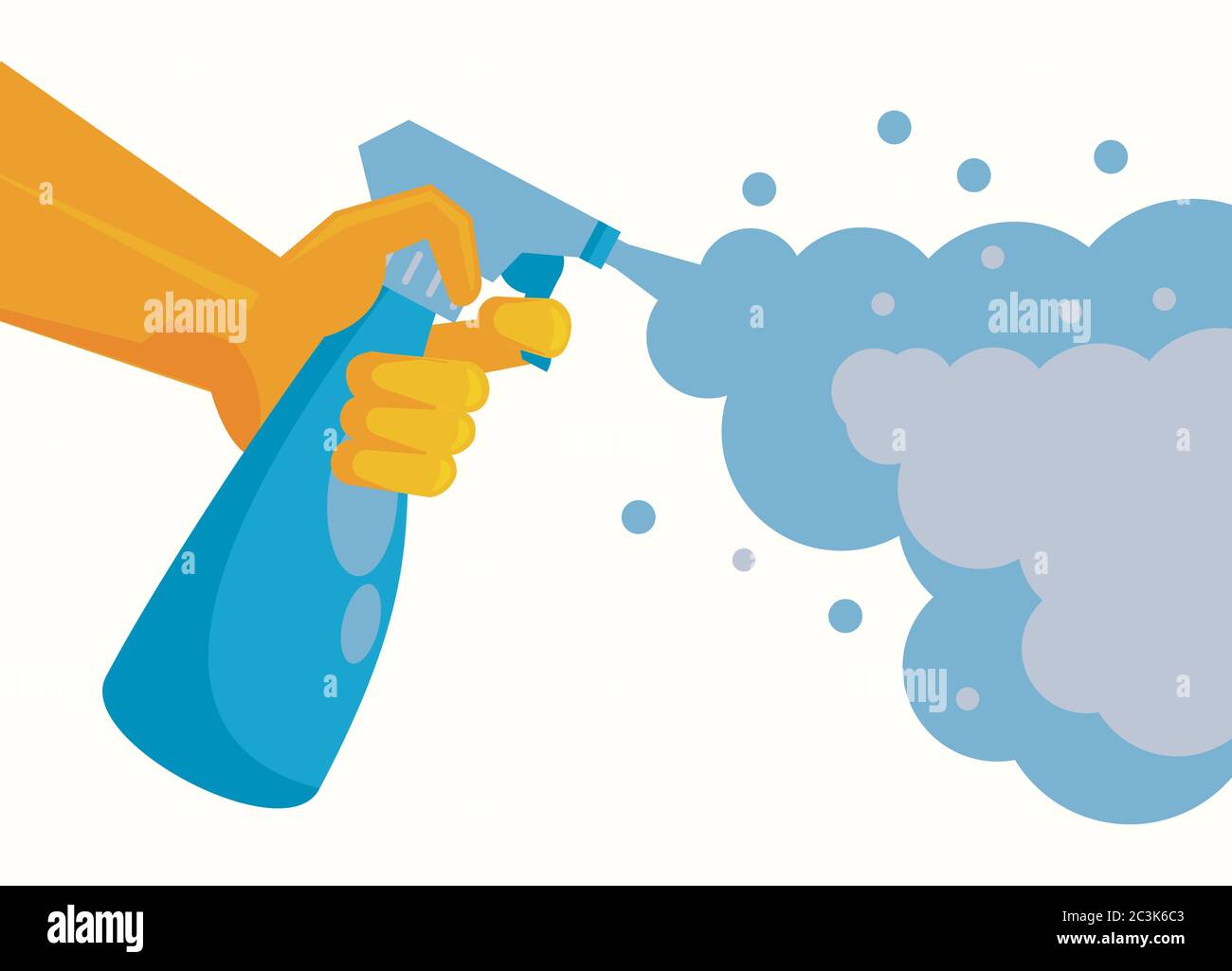 disinfect and clean activity with hand using splash bottle vector illustration design Stock Vector