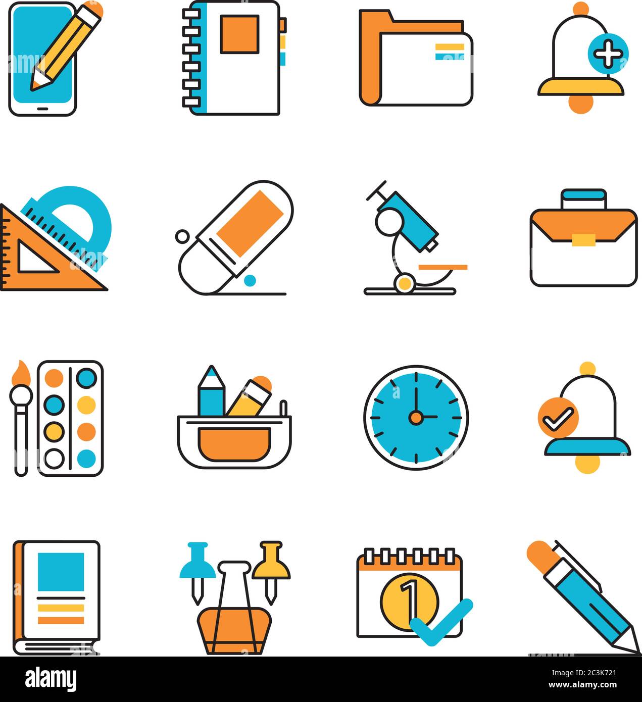 bundle of school supplies set icons vector illustration design Stock ...
