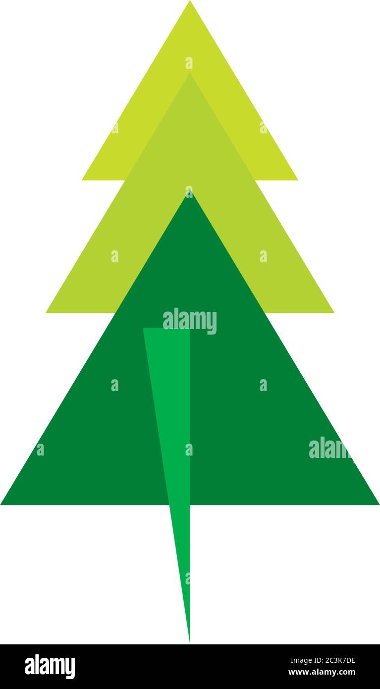 geometric and abstract pine tree flat style icon design, shape and ...