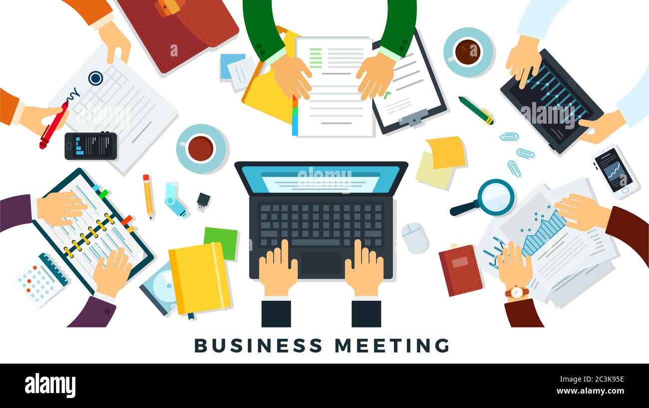 Teamwork, brainstorming flat design vector illustration. Stock Vector