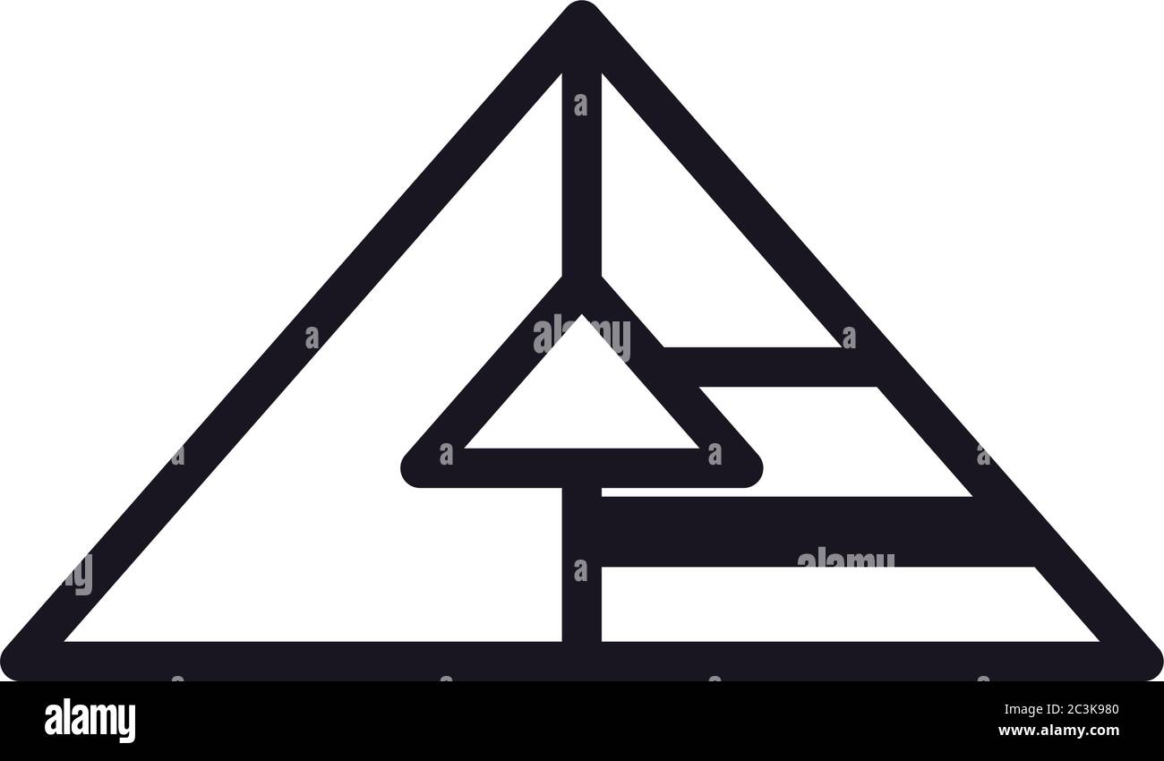 geometric and abstract 3d pyramid line style icon design, shape and ...