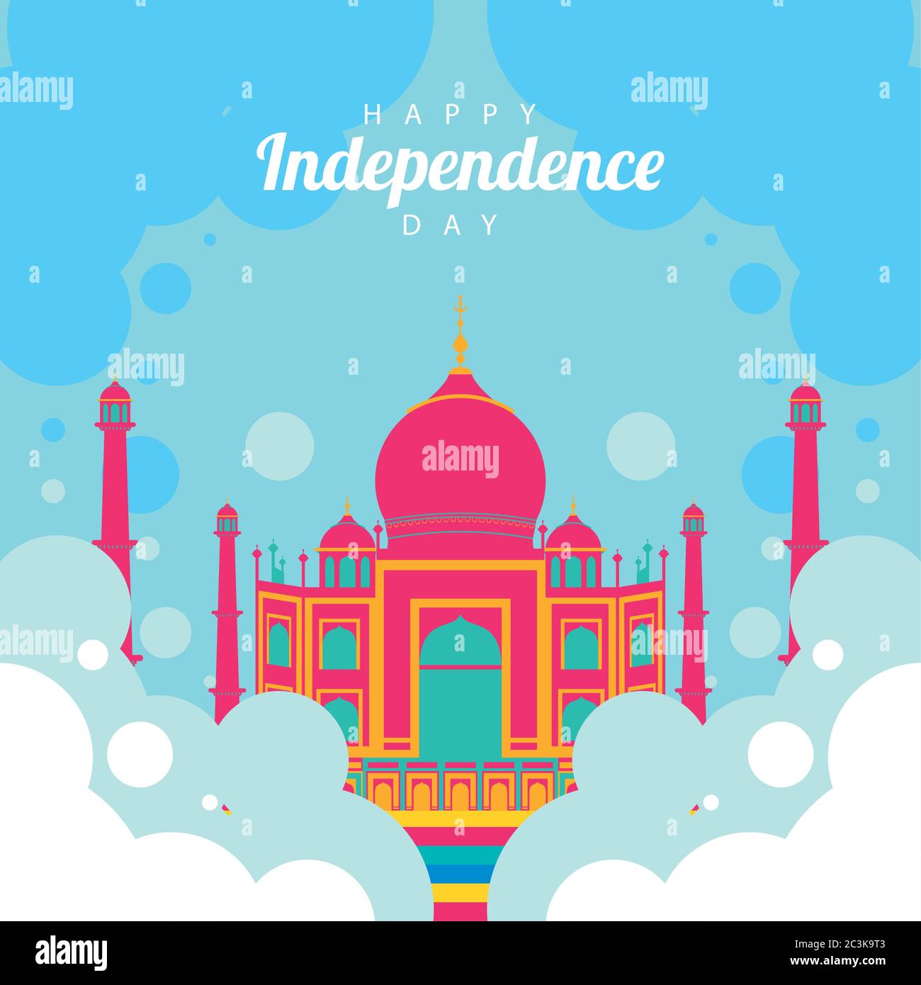 india independence day celebration with taj mahal mosque vector ...