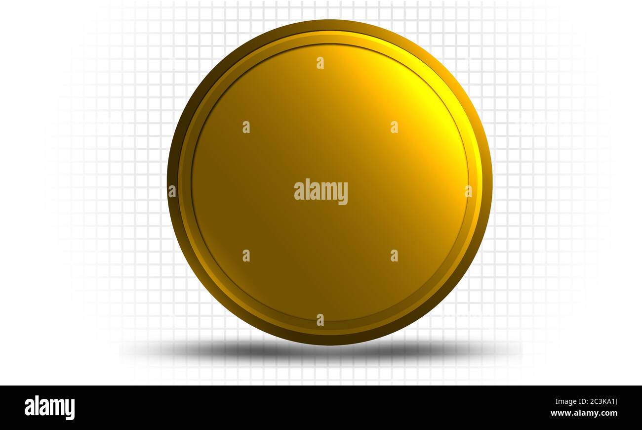 Golden coin isolated on white background, 3d rendering Stock Photo