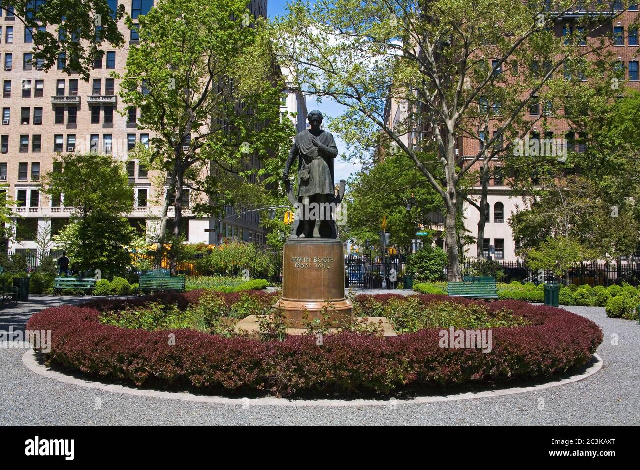 Edwin Booth Statue in Gramercy Park, New York City, New York, USA Stock Photo