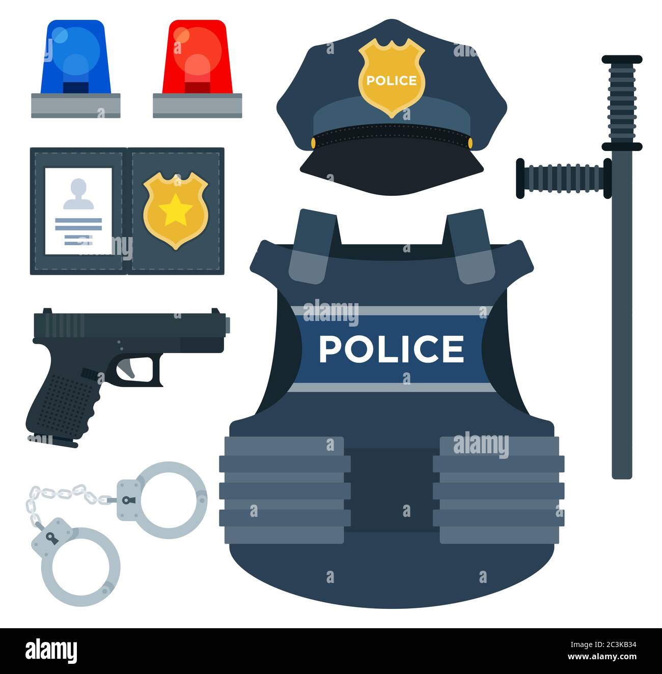A set of special police uniforms and protective equipment vector illustration in a flat design Stock Vector
