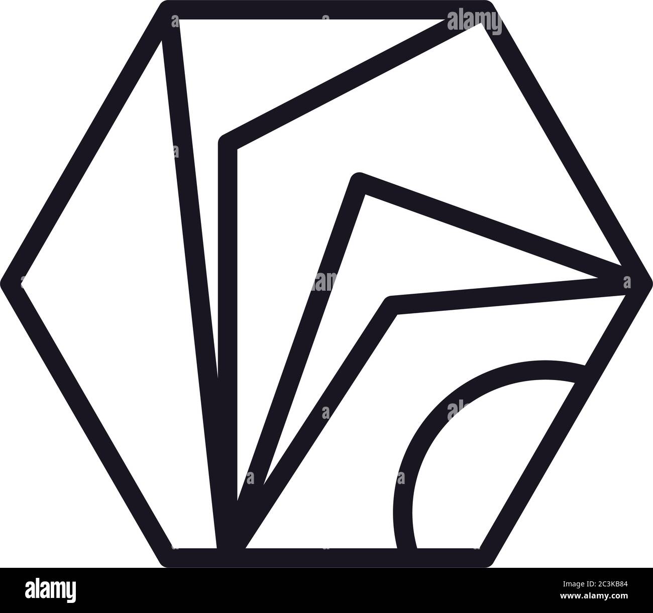 geometric and abstract hexagon line style icon design, shape and figure ...