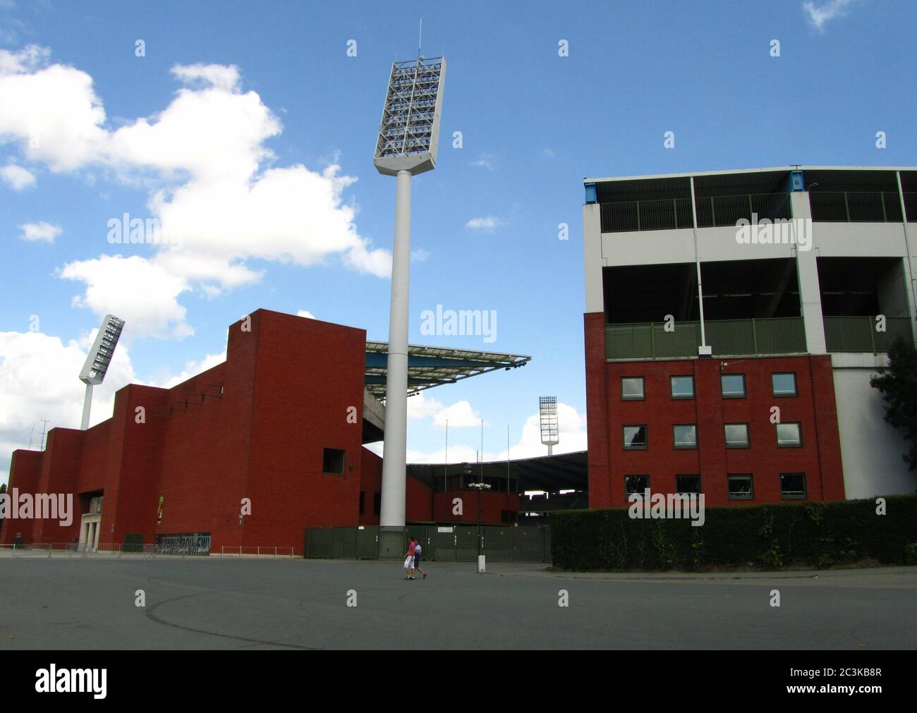 BRUSSELS, BELGIUM - Jul 29, 2012: Outside King Baudouin Stadium in Brussels, formerly known as Heysel Stadium. Football/soccer pitch, on a sunny summe Stock Photo