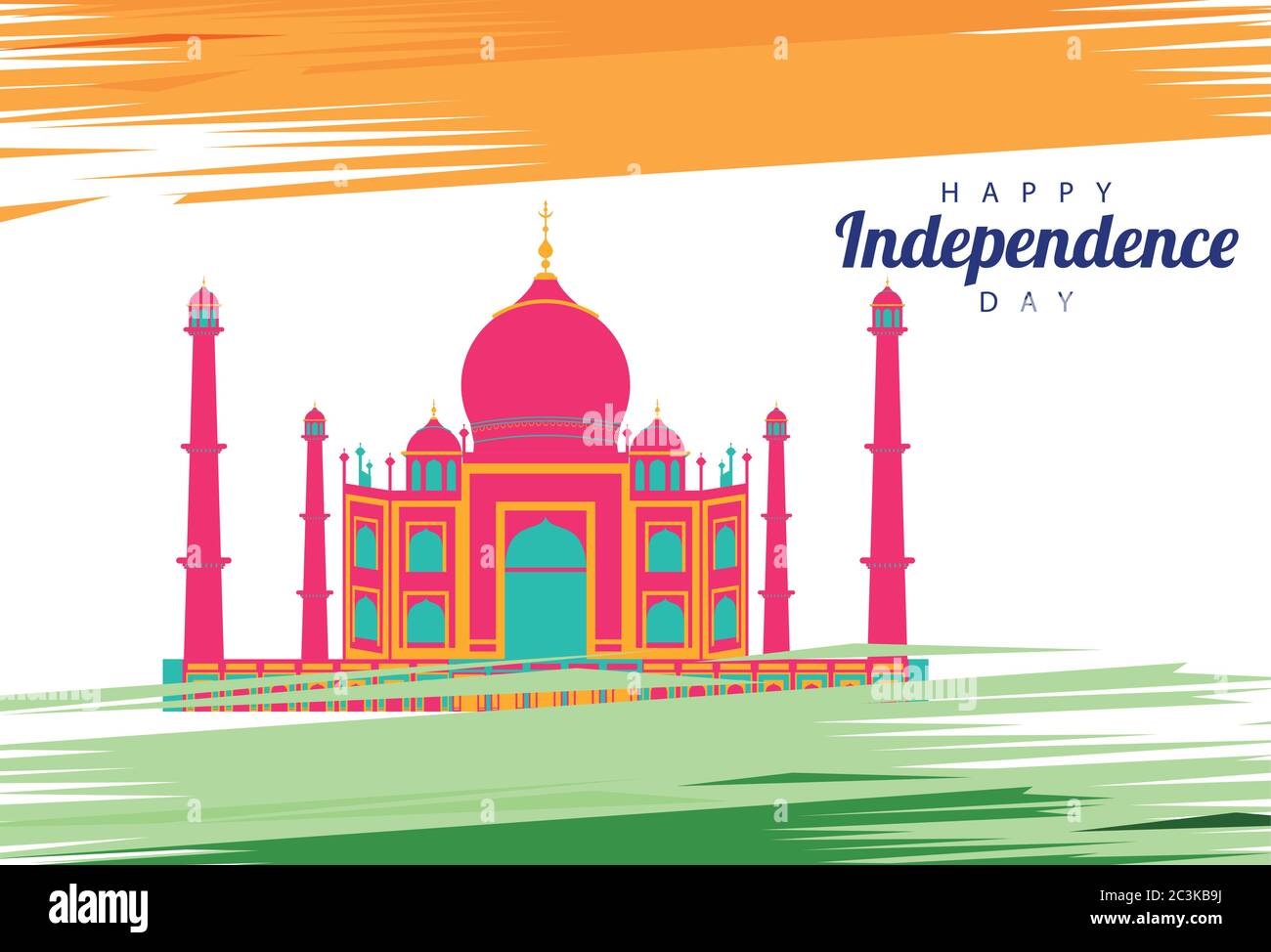 india independence day celebration with taj mahal mosque vector ...