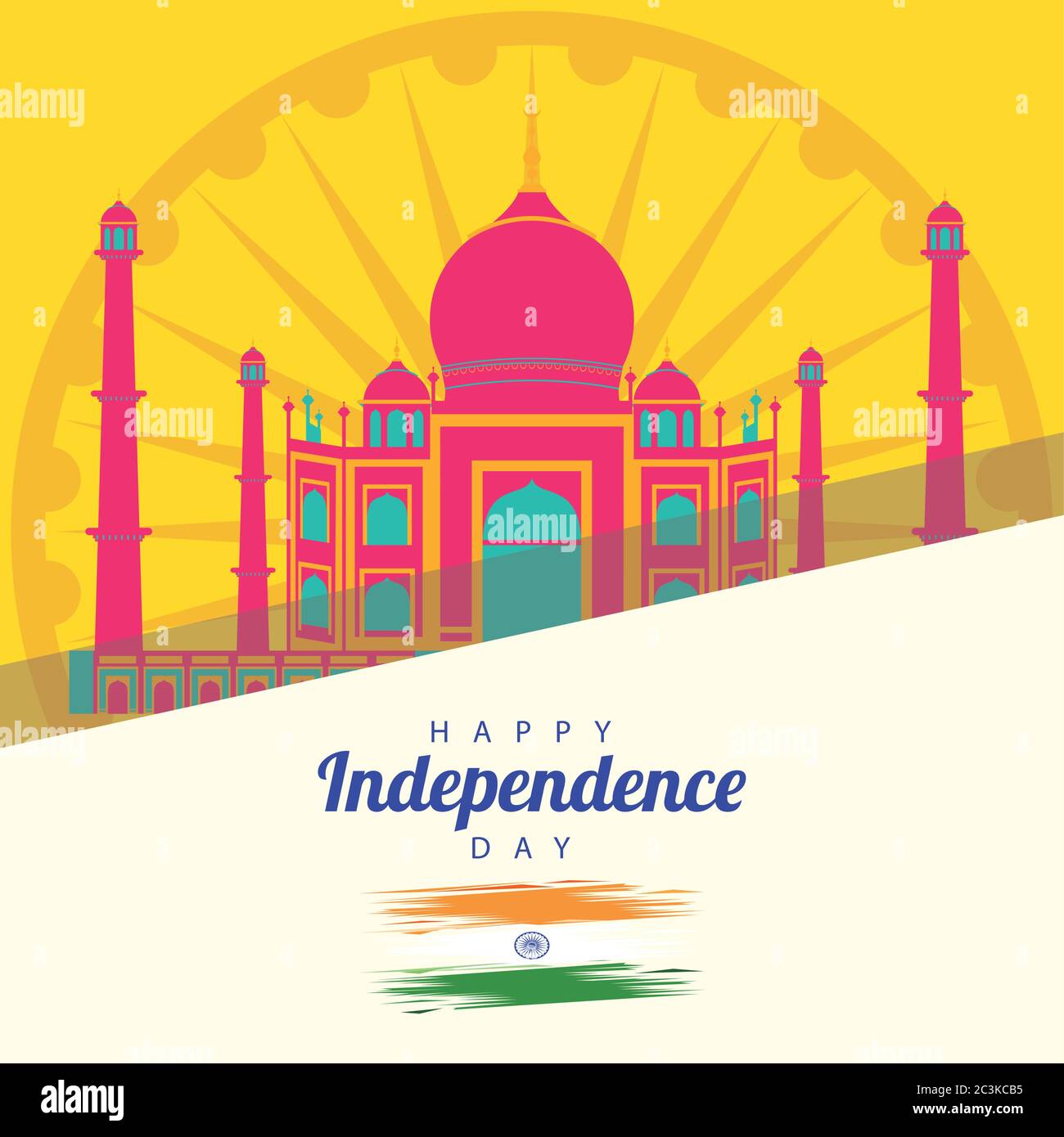 india independence day celebration with taj mahal mosque vector ...