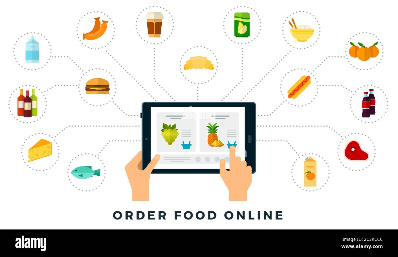 Adding products to order online vector flat illustration Stock Vector ...