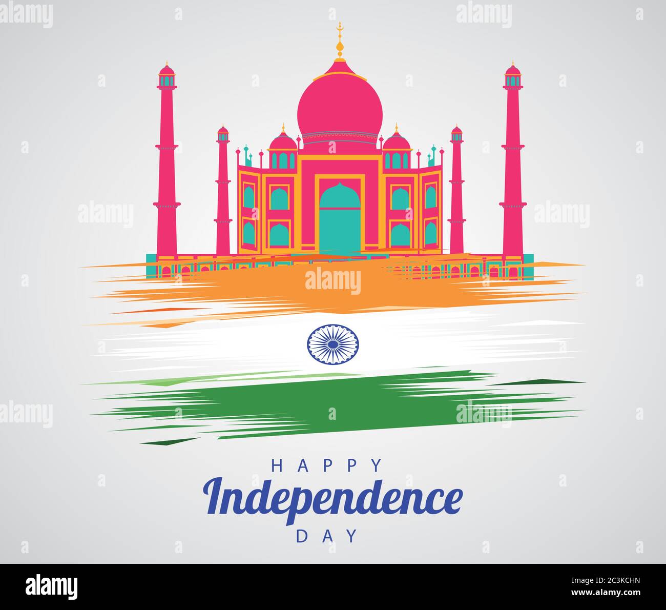 india independence day celebration with taj mahal mosque vector ...