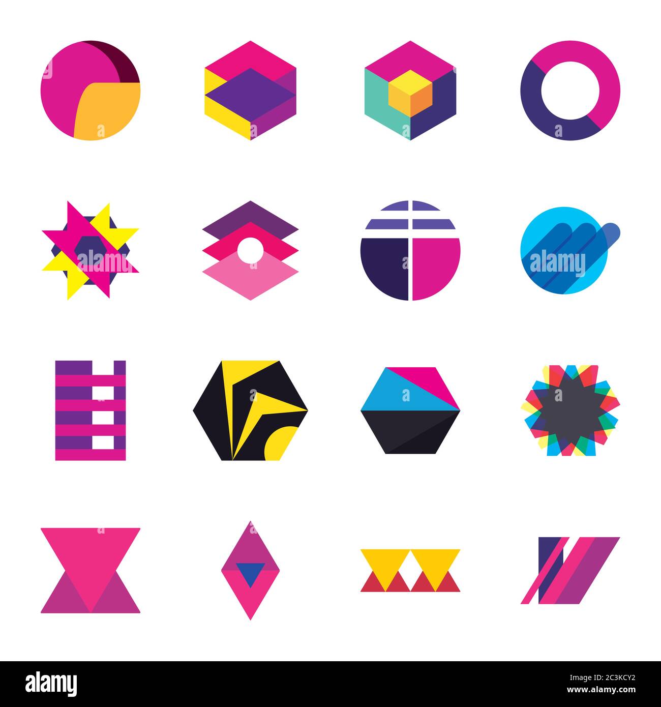 geometric and abstract 3d shapes flat style icon set design, and figure ...