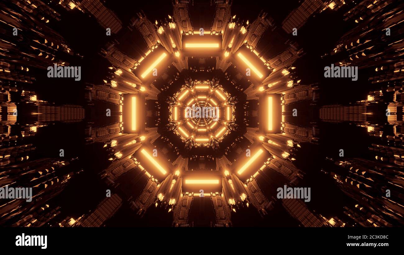 Graphic illustration of brown and yellow lights - perfect for a digital wallpaper Stock Photo