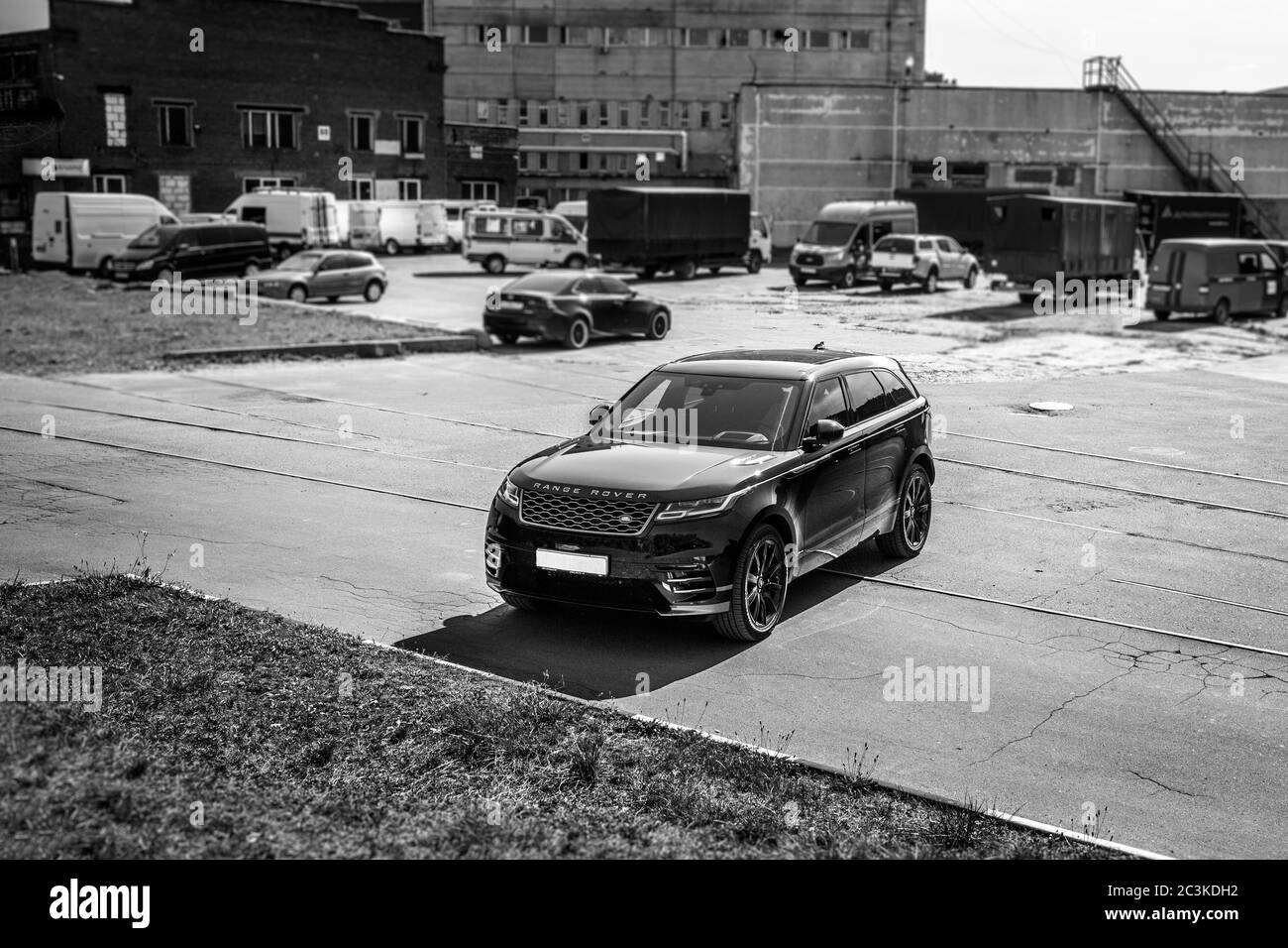 Moscow. Autumn 2018. The Land Rover Range Rover Velar in Black color ...