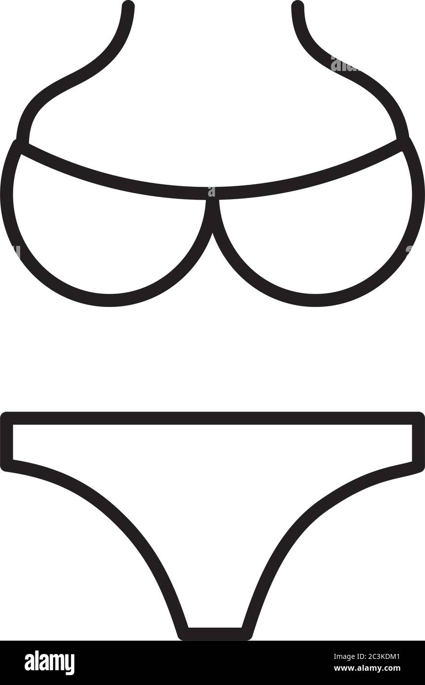 Vetor de Female panties types flat thin line vector icons set