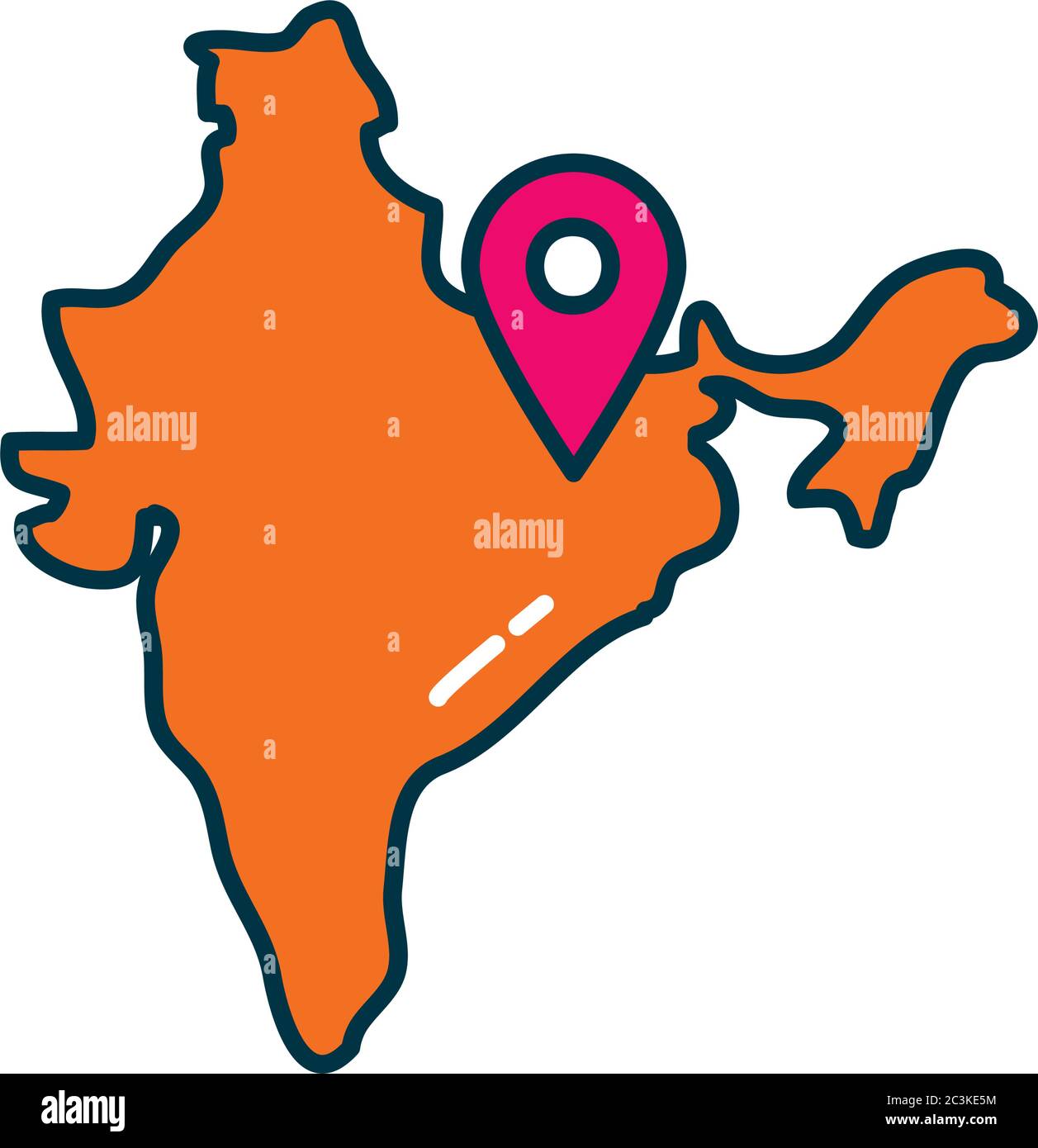 Indian map with gps mark line and fill style icon design, India culture ...
