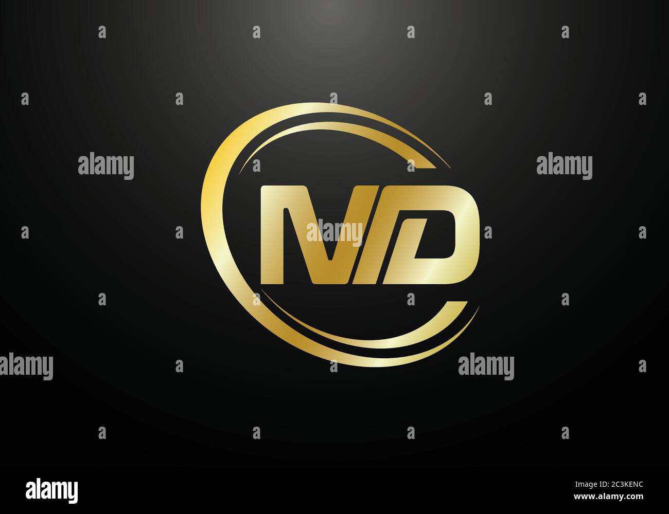 Initial Monogram Letter M D Logo Design Vector Template. M D Letter Logo Design Stock Vector