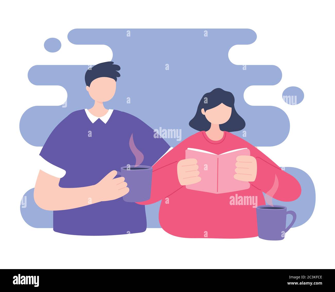 online training, students with book and coffee cup, education and courses learning digital