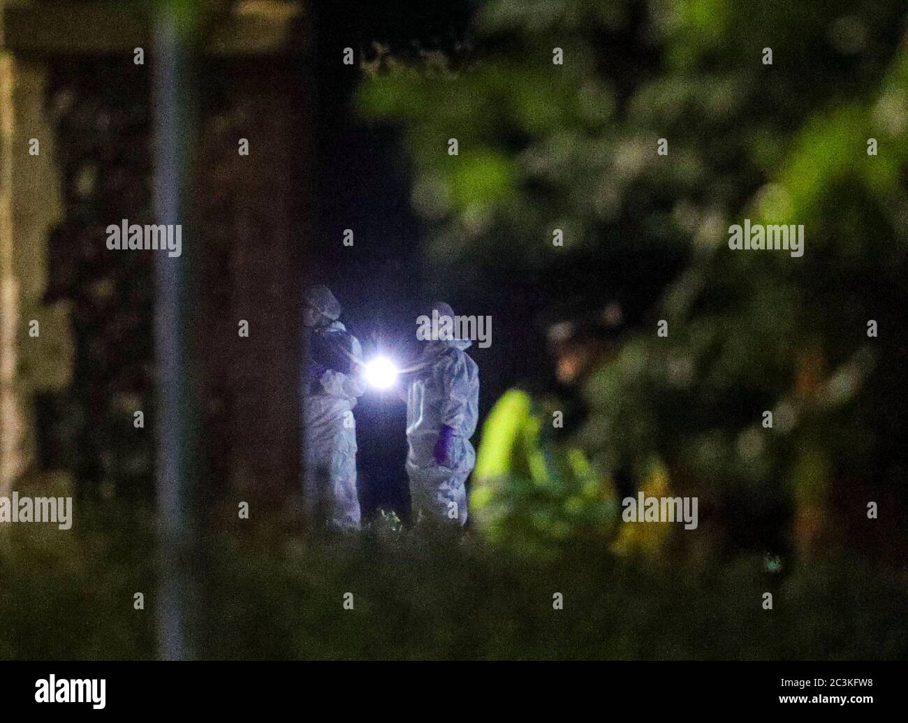 Forensic officers at Forbury Gardens in Reading town centre where they are responding to a "serious incident" Stock Photo