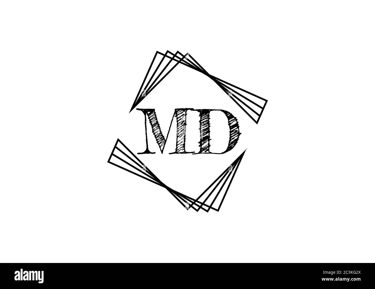 Initial Monogram Letter M D Logo Design Vector Template. M D Letter
