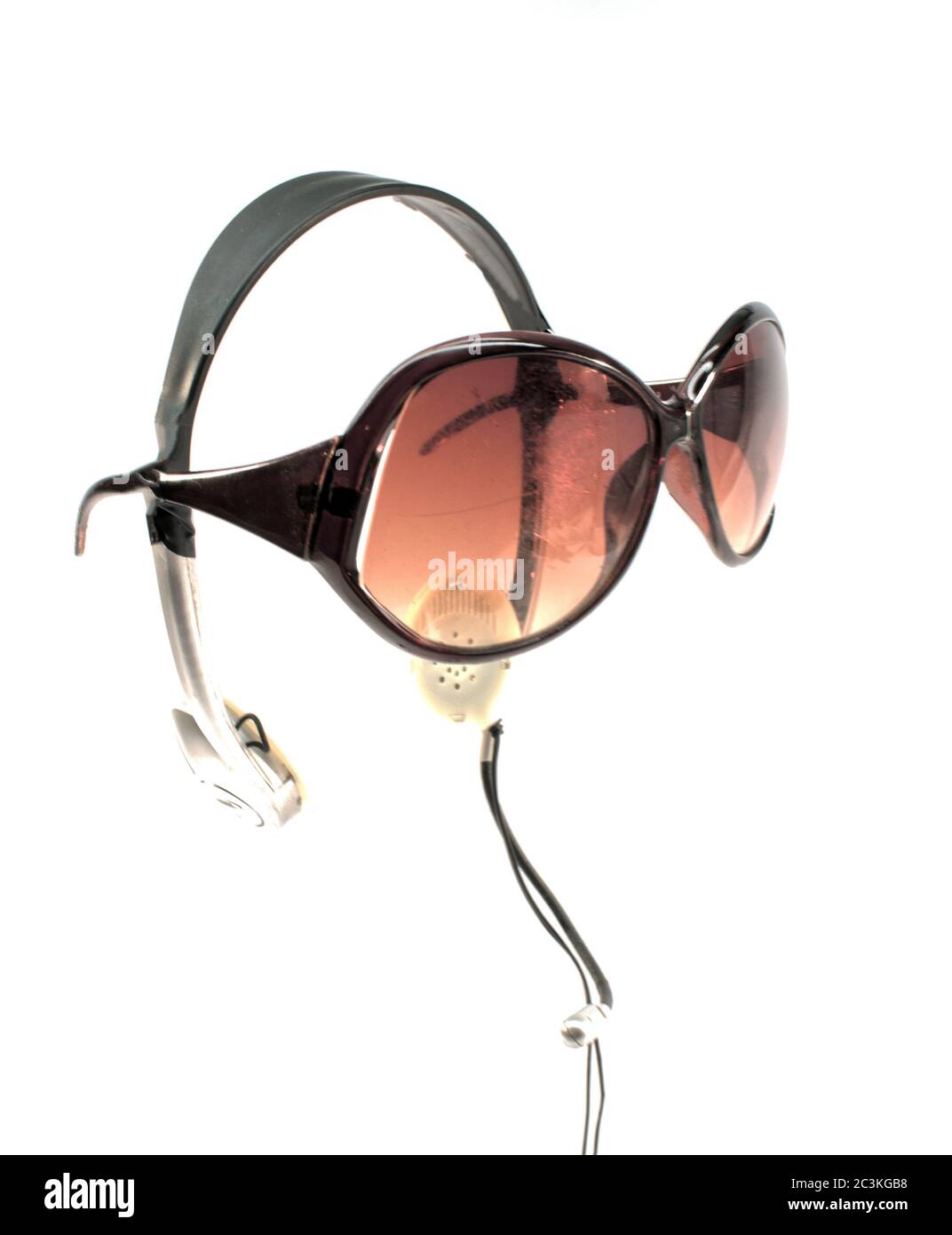 Sunglasses and headphone on a white background Stock Photo Alamy