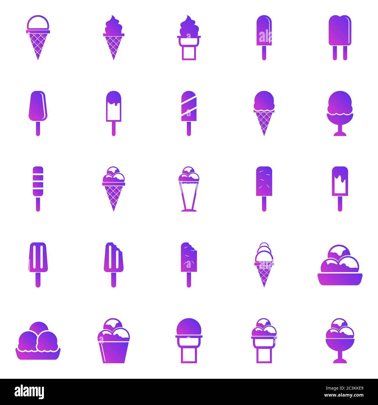Ice cream gradient icons on white background, stock vector Stock Vector