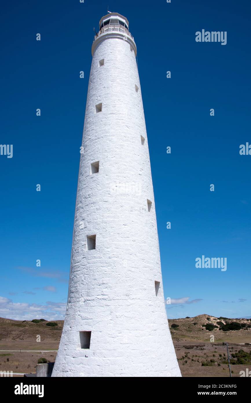Close up view of the Cape Wickham lighthouse on King Island, Tasmania, Australia. Stock Photo