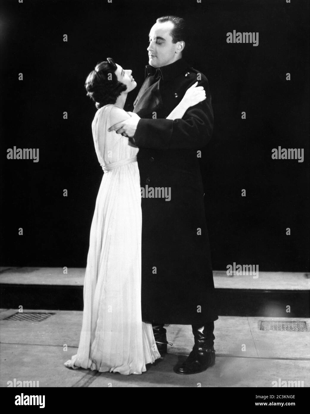 EVELYN ALLEN as Calpurnia and JOSEPH HOLLAND as Julius Caesar in The Mercury Theatre presentation THE TRAGEDY OF JULIUS CAESAR by WILLIAM SHAKESPEARE production by ORSON WELLES music MARC BLITZSTEIN November 1937 at Mercury Theatre 110 West 41st Street New York Stock Photo