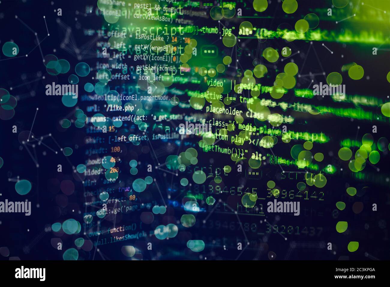 Closeup developing programming and coding technologies. Developer working on web sites codes in office. Stock Photo