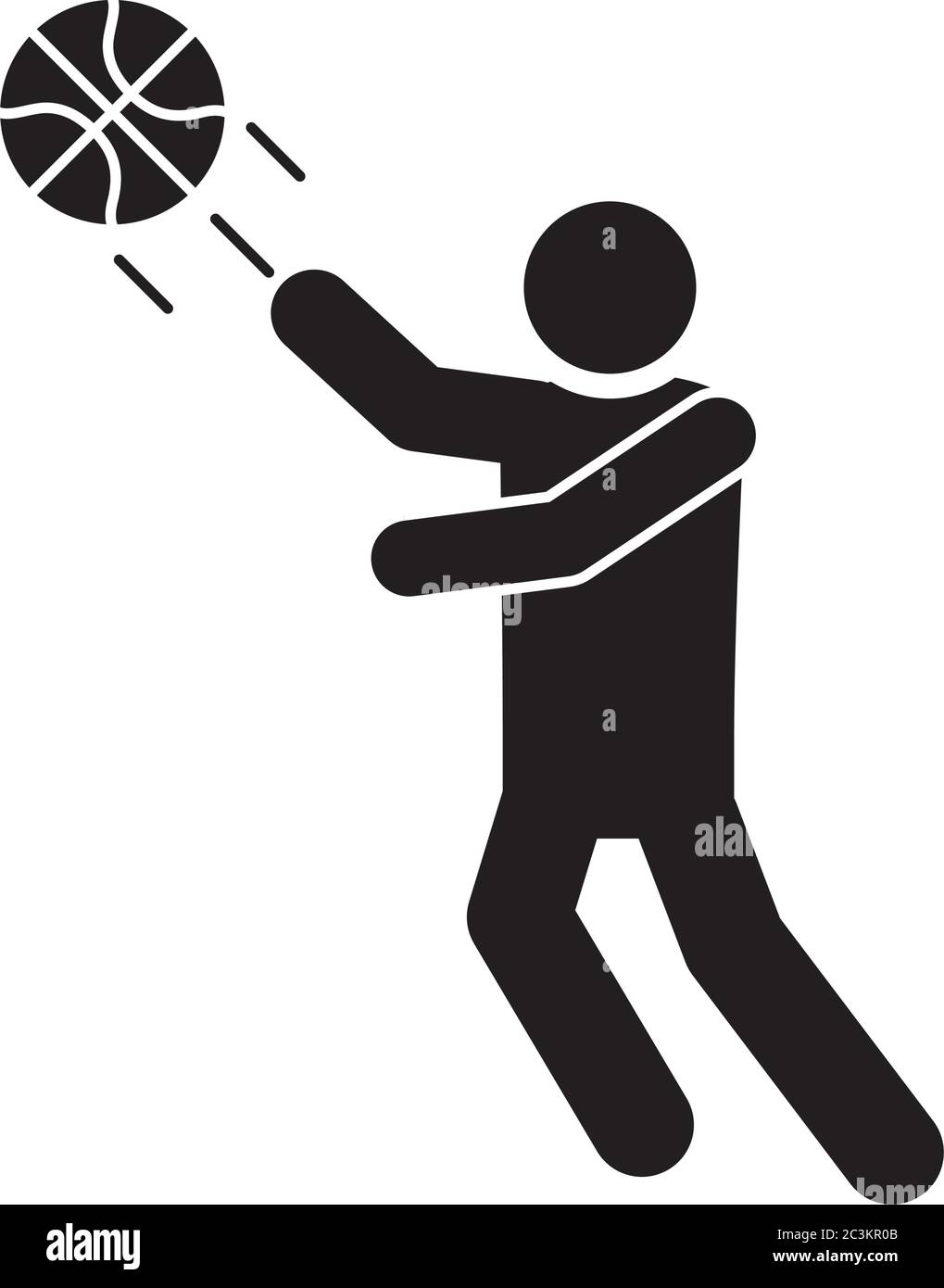 basketball game, player throws ball recreation sport silhouette style