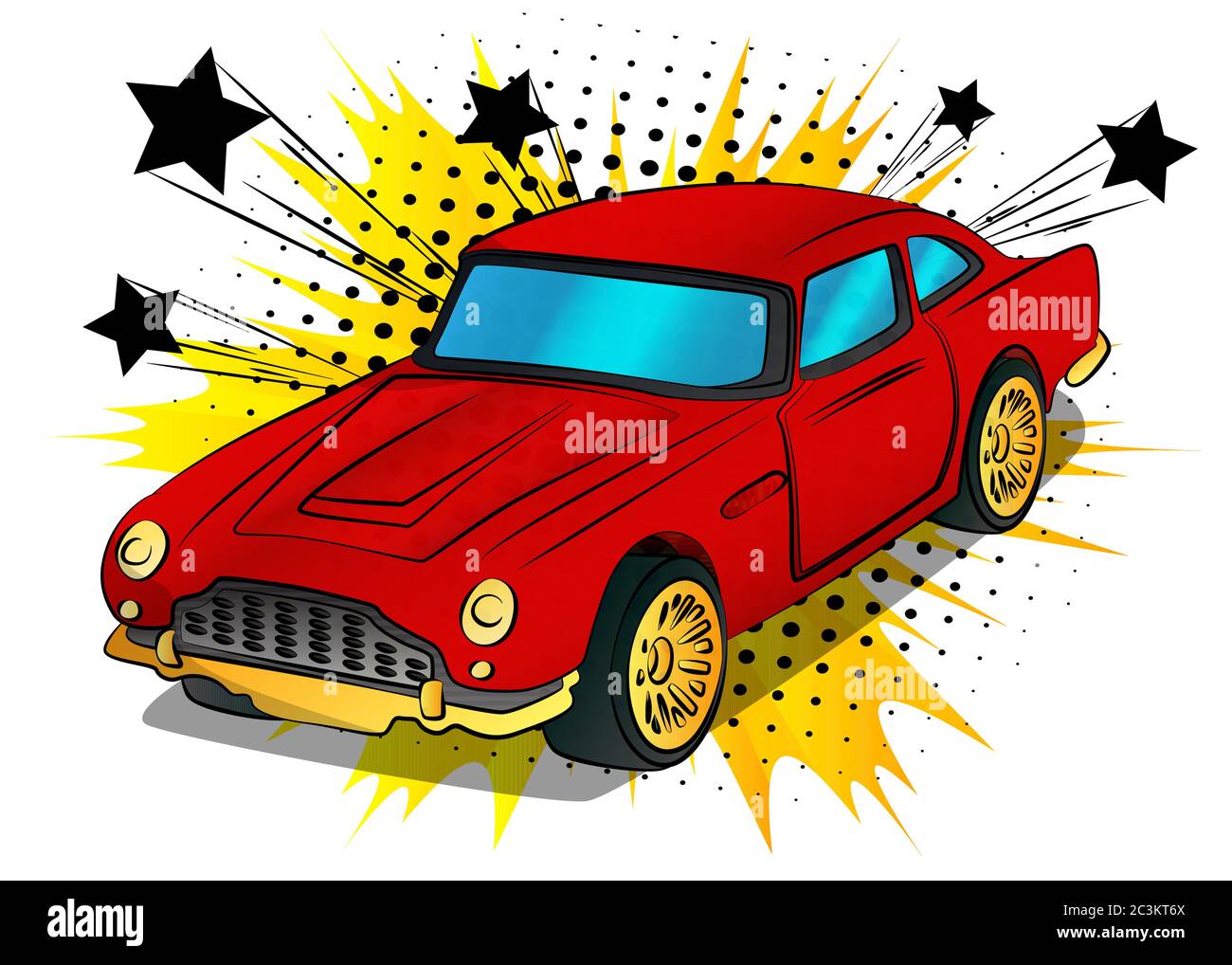 Comic book style, cartoon vector illustration of a cool sports car. Stock Vector