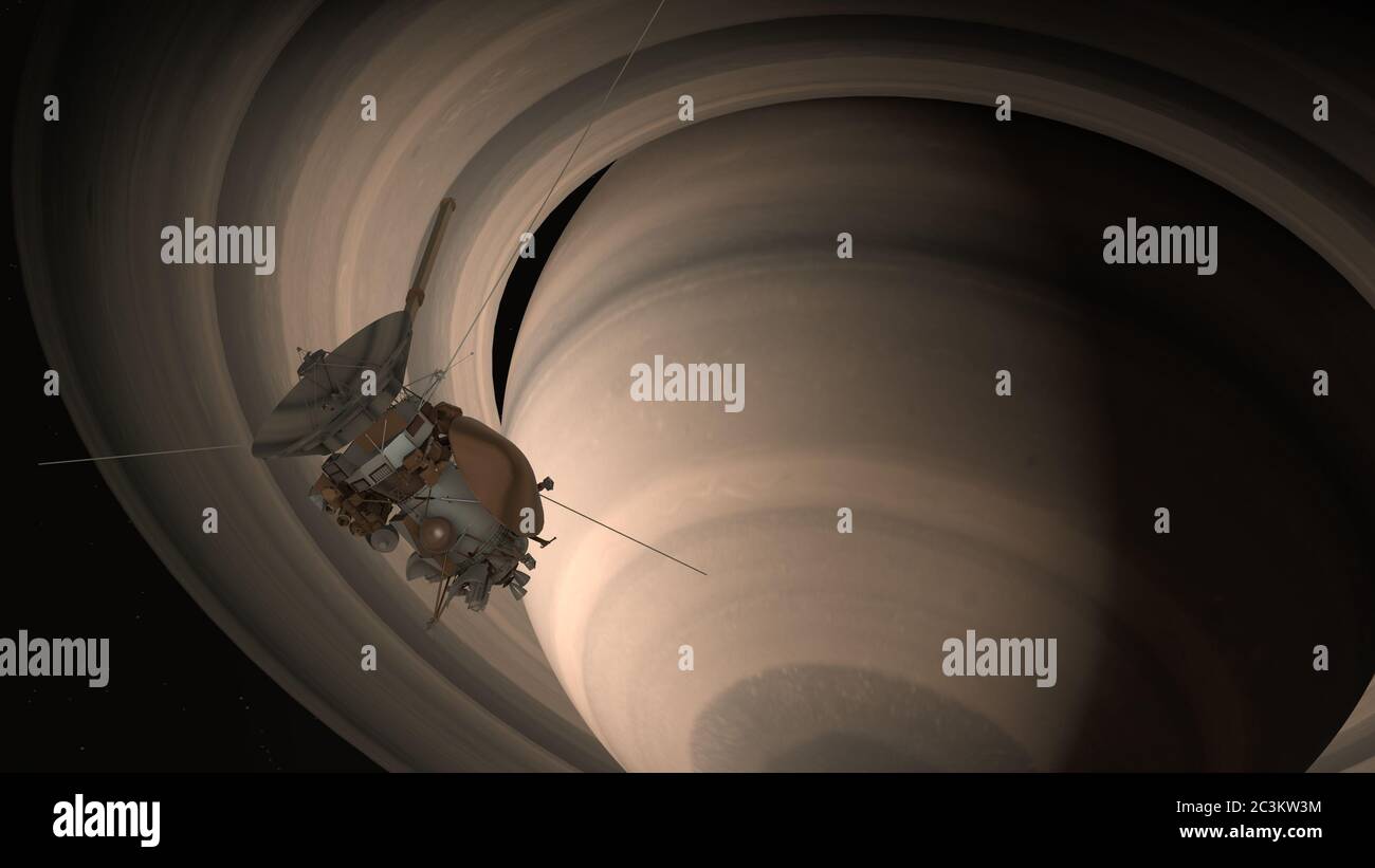 Satellite Cassini is approaching Saturn. Cassini Huygens is an unmanned ...