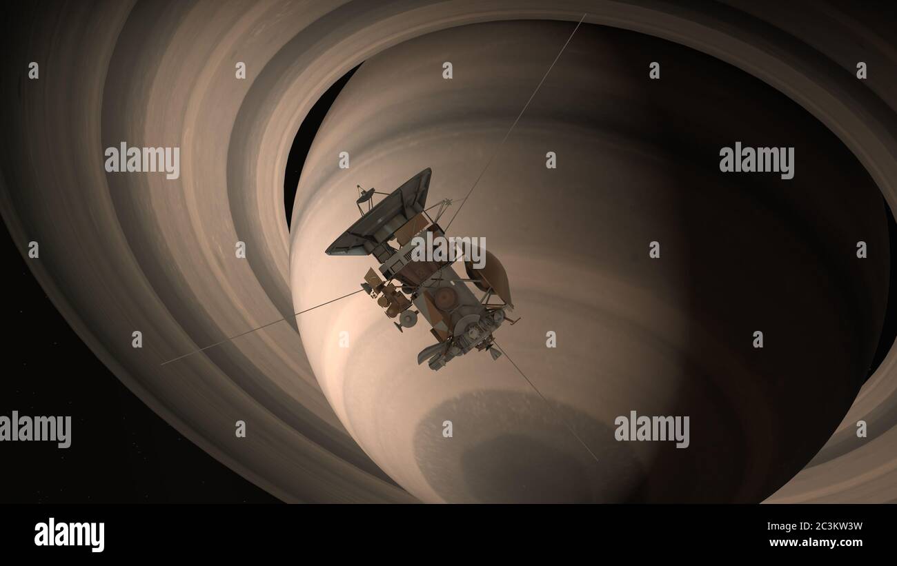 Satellite Cassini is approaching Saturn. Cassini Huygens is an unmanned ...