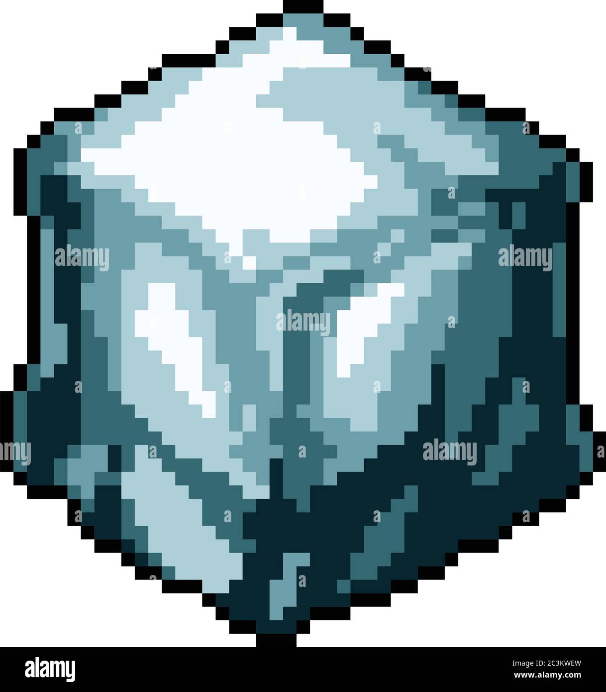 vector pixel art ice cube isolated cartoon Stock Vector