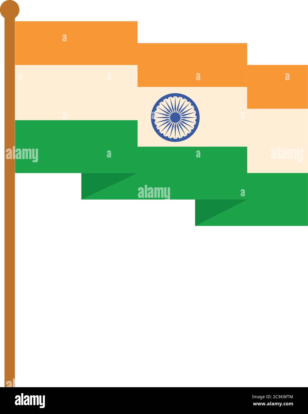 happy independence day india, waving flag national insignia vector ...
