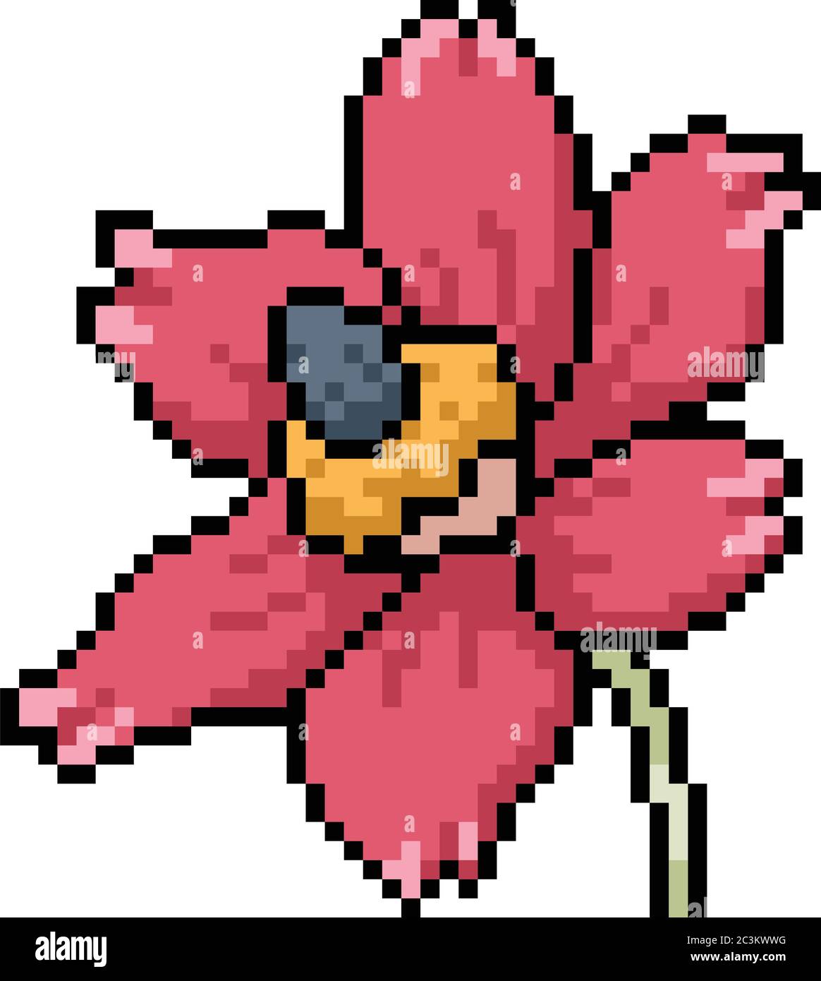 vector pixel art fantasy flower isolated cartoon Stock Vector