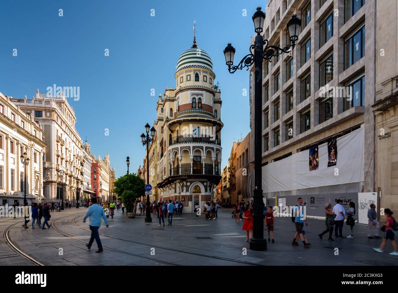view of the new square (plaza nueva) in seville , spain. Stock Photo