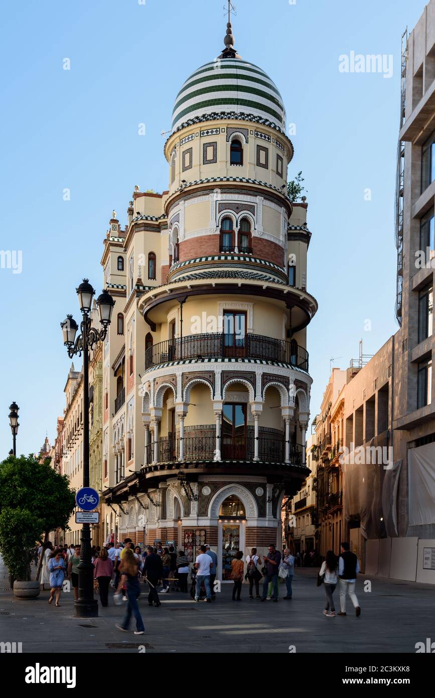 view of the new square (plaza nueva) in seville , spain. Stock Photo