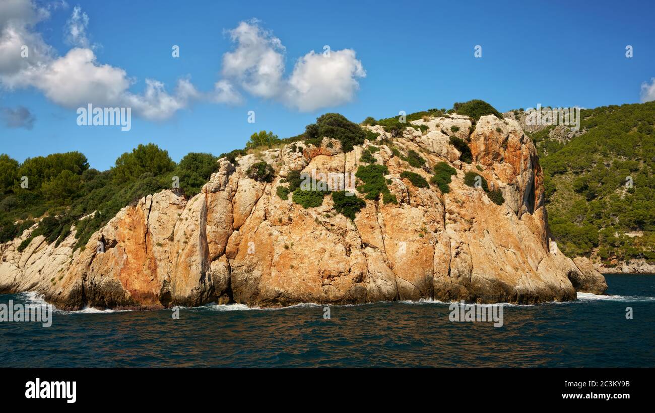 The rocky coast of northern Mallorca, Balearic Islands, Spain. Stock Photo