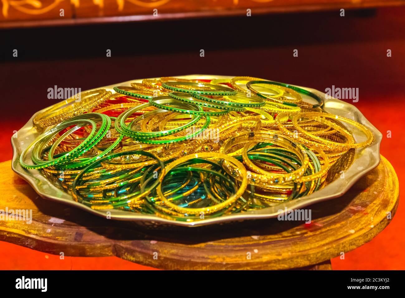 Colorful Indian bangles. Stacks of beautiful colorful Indian bangles