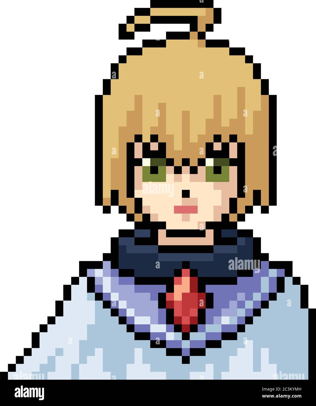 vector pixel art anime girl isolated cartoon