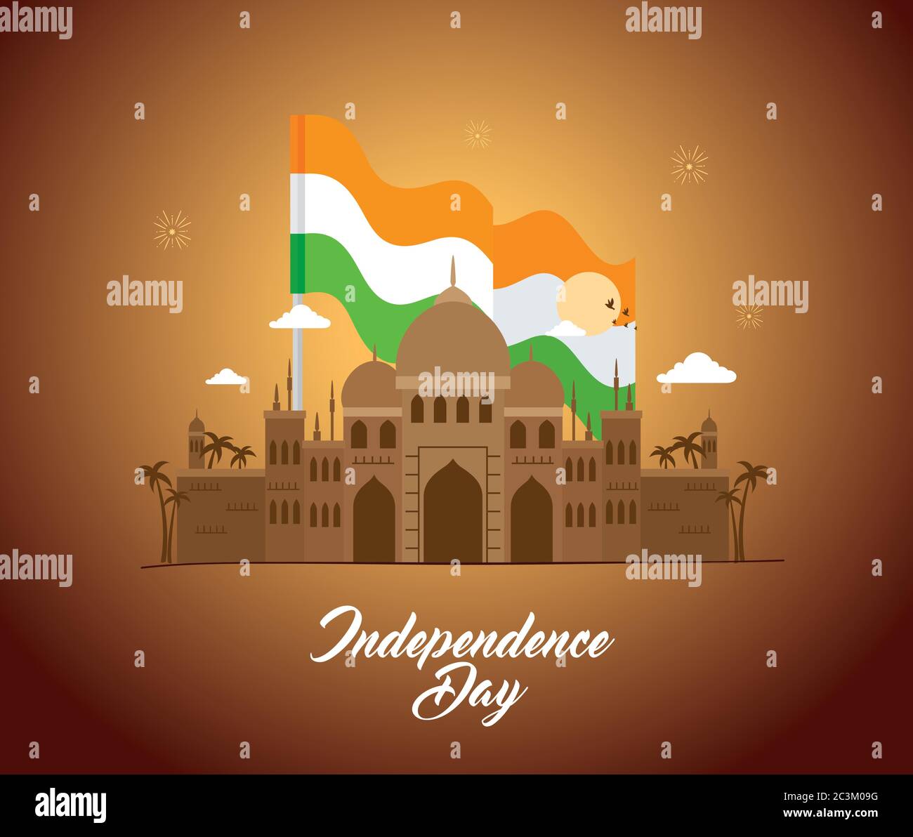india happy independence day celebration with famous monument Stock ...